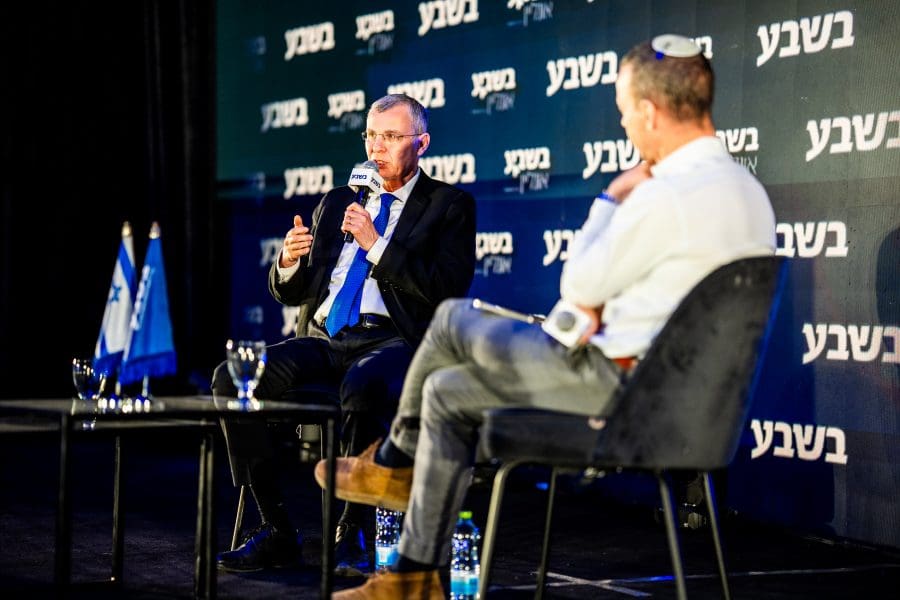 שר המשפטים יריב לוין בכנס ירושלים. קרדיט צילום: יצחק שוקרון